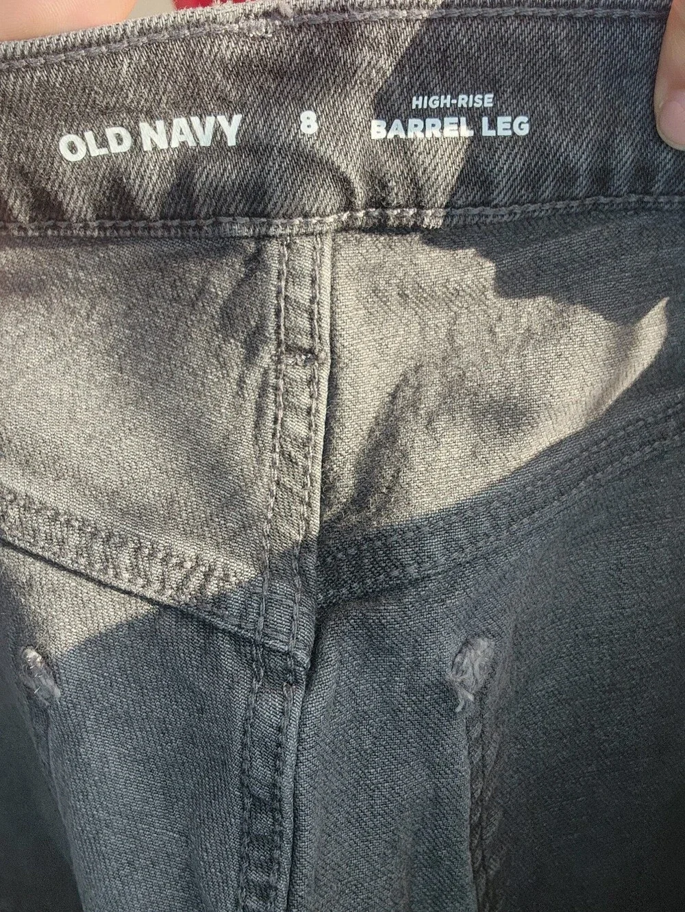 Old Navy Dark Gray High Waist Barrel Leg Jeans Size 8